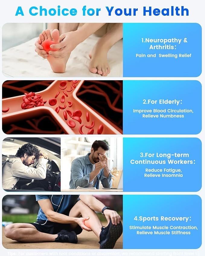 EMS Foot Massager for Neuropathy Foot Massager for Circulation and Pain Relief with TENS Unit Muscle Stimulator for Feet Body, Rechargeable Feet Massager,Health Expert Electronic Stimulator - Bloomnest