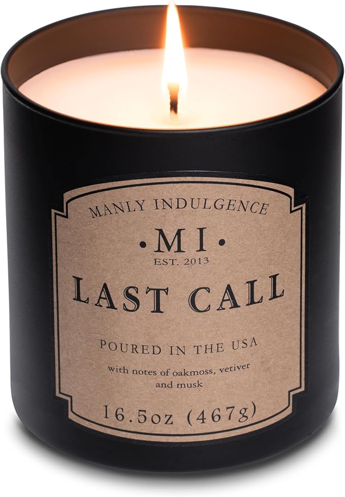 Manly Indulgence Last Call Scented Candles for Men, 16.5 oz Single Wick, Premium Soy Blend Wax, 60H Burn, Candles for Home Scented – Made in The USA - Bloomnest