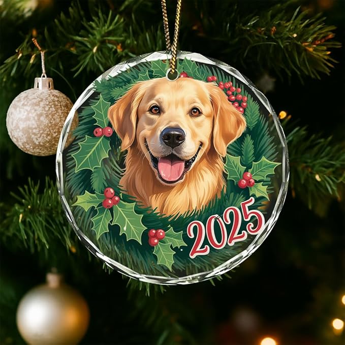 Golden Retriever Glass Ornament – Handcrafted Hanging Decoration, Elegant Keepsake with Unique Golden Retriever Design, for Home, Holiday Tree, or Special Occasion - Bloomnest