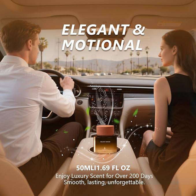 Car Air Freshener 50ML (1.7 FL OZ) Car Air Fresheners Fragrance - Saffron Amber Fragrance Oil Air Diffuser for Car, 180+ days Long Lasting Perfume, Car Air Freshner Aroma Stone Cap Design, Made in USA - Bloomnest