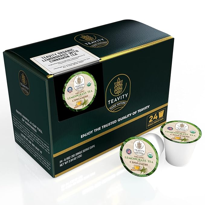 Teavity Organic Lemongrass and Cinnamon Tea Pods for Keurig - 24 Pods - Bloomnest