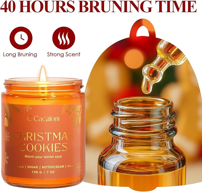 Christmas Soy Candles for Christmas Home Decor Non-Toxic Aromatherapy Scented Candles for Holiday Christmas Gifts, Cozy Cute Jar Candle, Winter Candle for Women Men, Christmas Cookies Vanilla Candle - Bloomnest