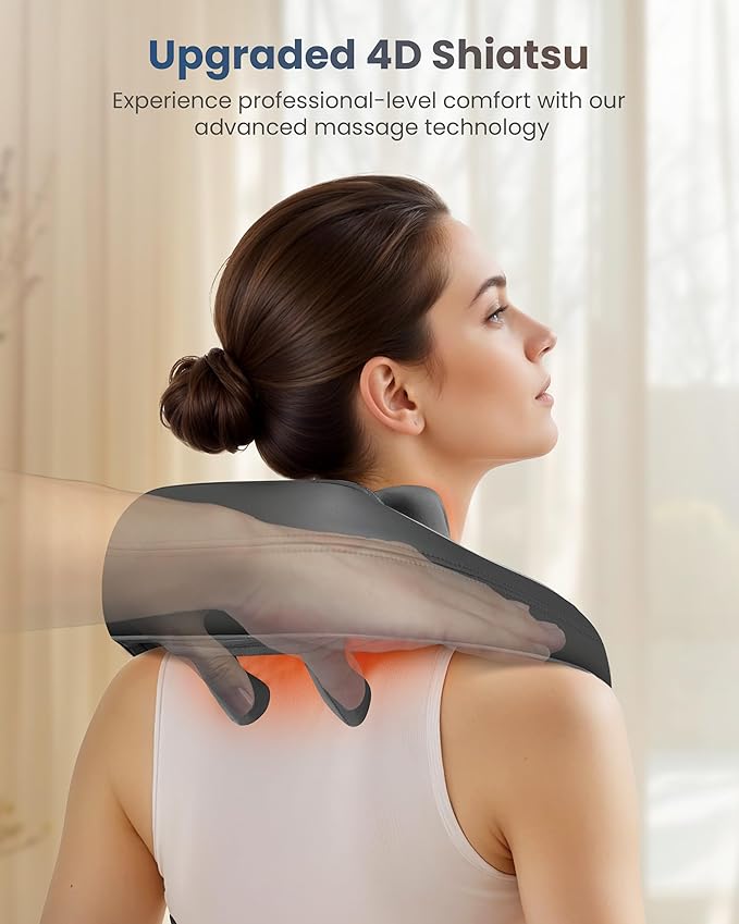 COMFIER FSA Eligible Shiatsu Neck Massager with Heat for Deep Tissue, Electric Shoulder and Back Massager for Pain Relief, Hands-Free Cordless 4D Kneading Massage, Gift for Women Men Mom Dad - Bloomnest