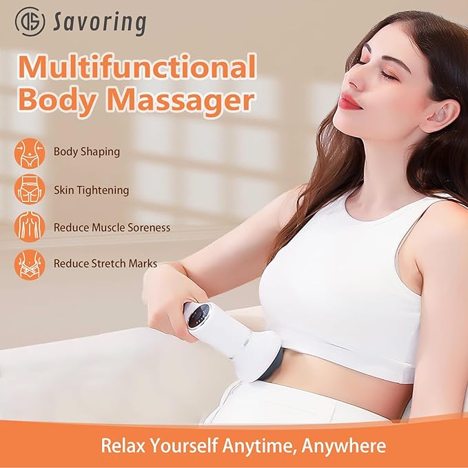 Cordless Body Massage Lymphatic Drainage Tool, 5-in-1 Handheld Body Sculpting Machine, Electric Cellulite Massager with 6 Speeds, Rechargeable & Portable Cellulite Roller for Thighs Butt Fat - Bloomnest