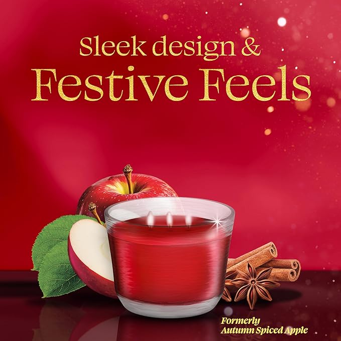 Glade 3-Wick Scented Candle Jar, Warm Apple & Spices, Air Freshener Infused with Essential Oils, 6.8 Oz, 3 Count - Bloomnest