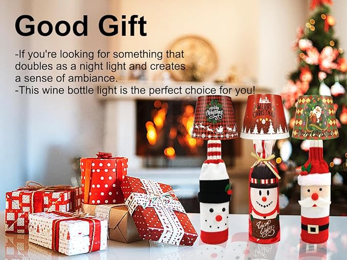Wireless Bottle Lamp-Christmas Wine Bottle Lights with Touch Dimming,3 Color Temperatures Table Lamps, Rechargeable LED Lamp Shade for Home, Bar, Restaurants and Outdoor Use - Bloomnest