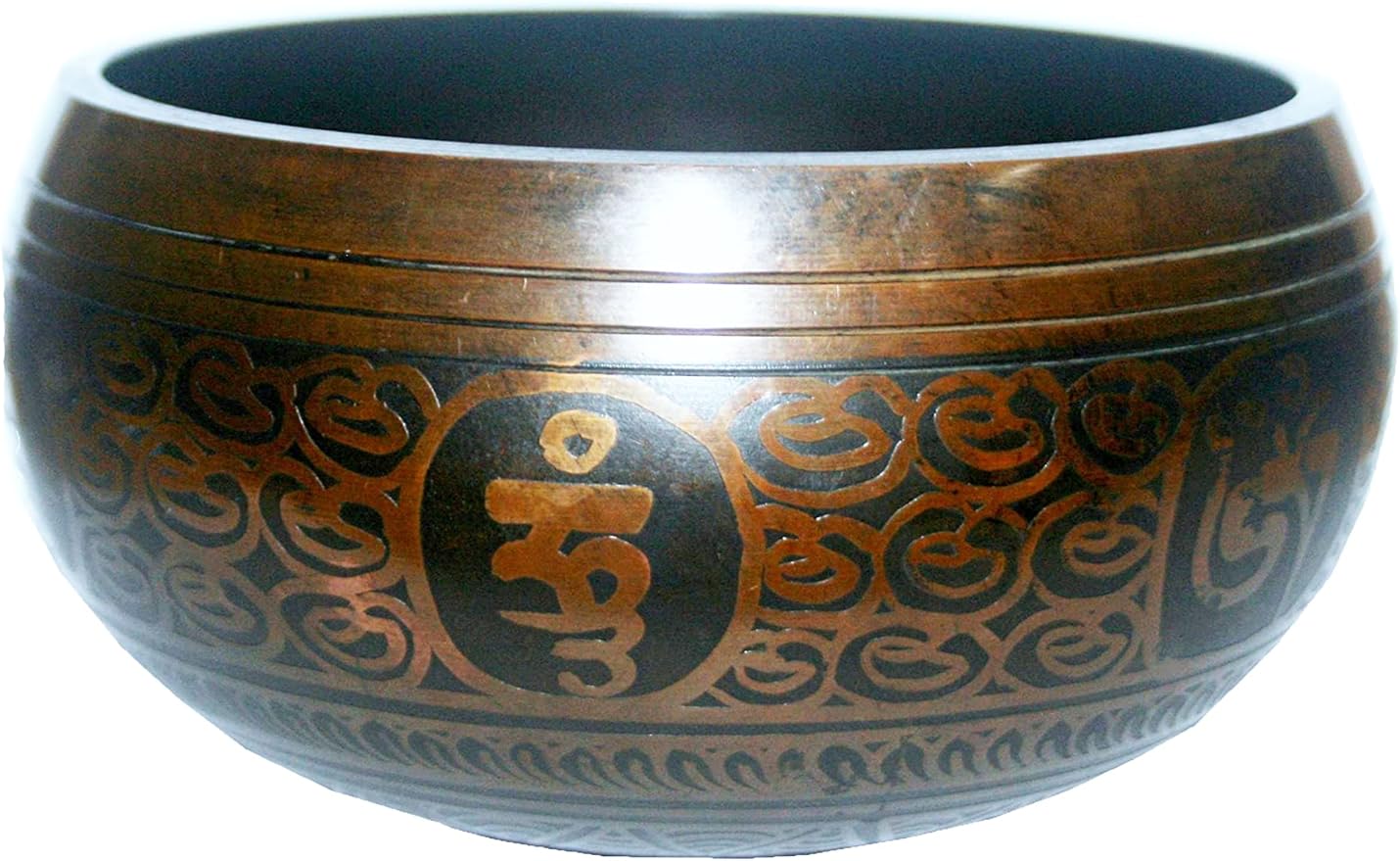 3388 SB Tibetan Auspicious Symbol Singing Bowl Set ~ Mallet Cushion Meditation Chakra Healing Prayer Yoga Mindfulness (SB-3388-G) - Bloomnest
