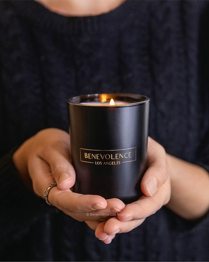 Benevolence LA Clearance Candles Bergamot & Jasmine Christmas Scented Candles | Soy Black Holiday Candle for Home | Gifts for Women and Men | Home Fragrance | Aromatherapy | 6oz - Bloomnest