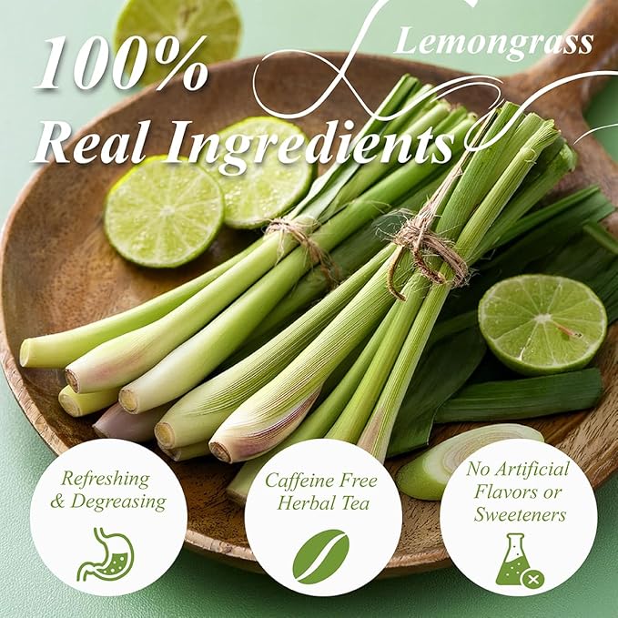 WT WEETEE Lemongrass Tea Bags, 100 Count Pure Lemon Grass Leaves Tea Bags, Natural Caffeine Free Herbal Tea - Bloomnest