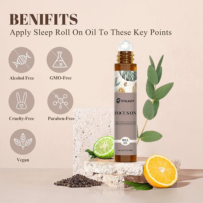 Focus on Essential Oil Roll On Blend, Relaxation Gifts for Women & Men - Head Comfort, Mood Booster, and Restful Sleep - Great Stocking Stuffer - Bloomnest