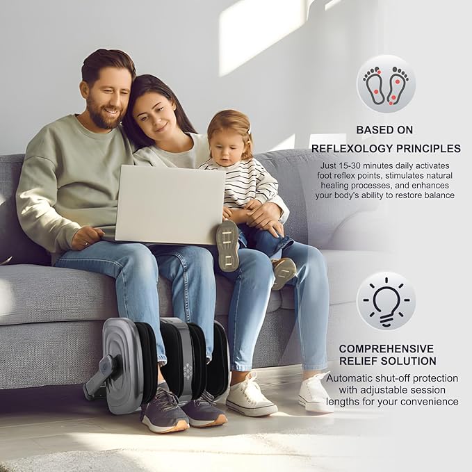 Shiatsu Foot Massager with Heat, Feet Massager for Neuropathy, Plantar Fasciitis and Pain Relief, Deep Kneading and Rolling Massage for Feet/Calf/Leg/Ankle,Gifts for Women Men, Grey