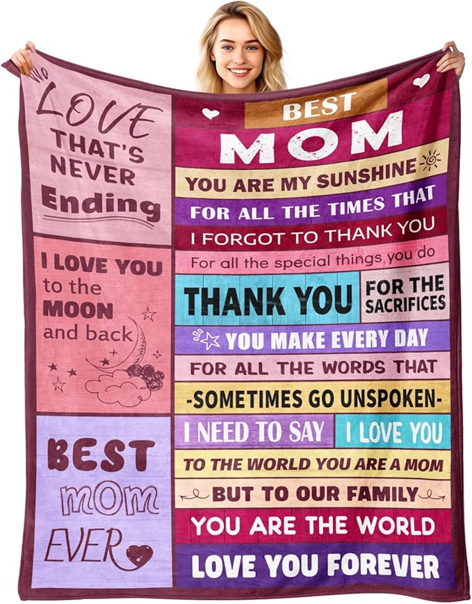 Mom Birthday Gifts from Daughter & Son - Best Mom Ever Gifts - Presents for Moms - Christmas Valentines Day Mothers Day Birthday Gift Ideas for Moms - Gift for Mother - To My Mom's Blanket 60"x80" - Bloomnest
