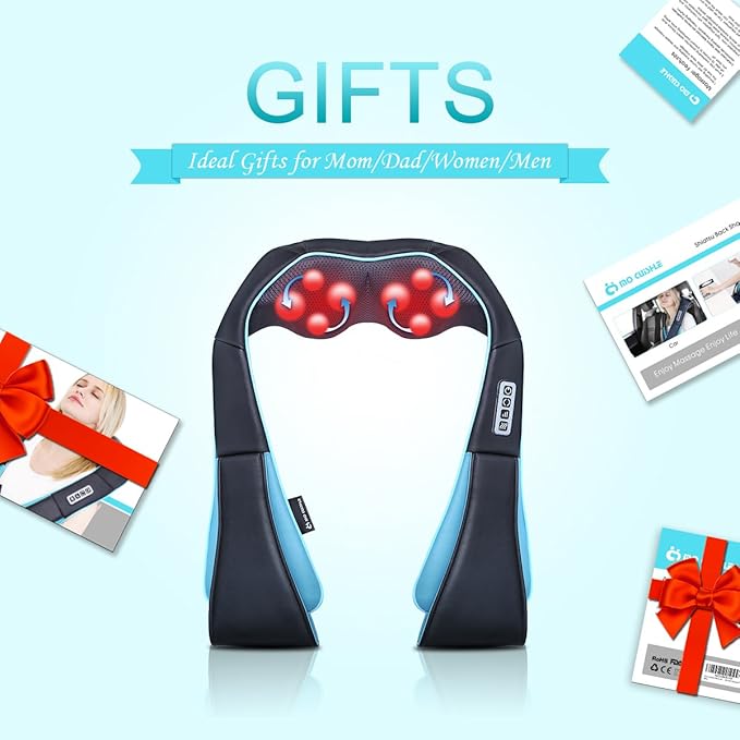 Mo Cuishle Shiatsu Neck and Shoulder Massager with Heat – Deep Kneading Massage for Relaxation – Ideal for Christmas, Mother's Day, Father's Day, Gifts for Men, Women, Mom and Dad - Bloomnest