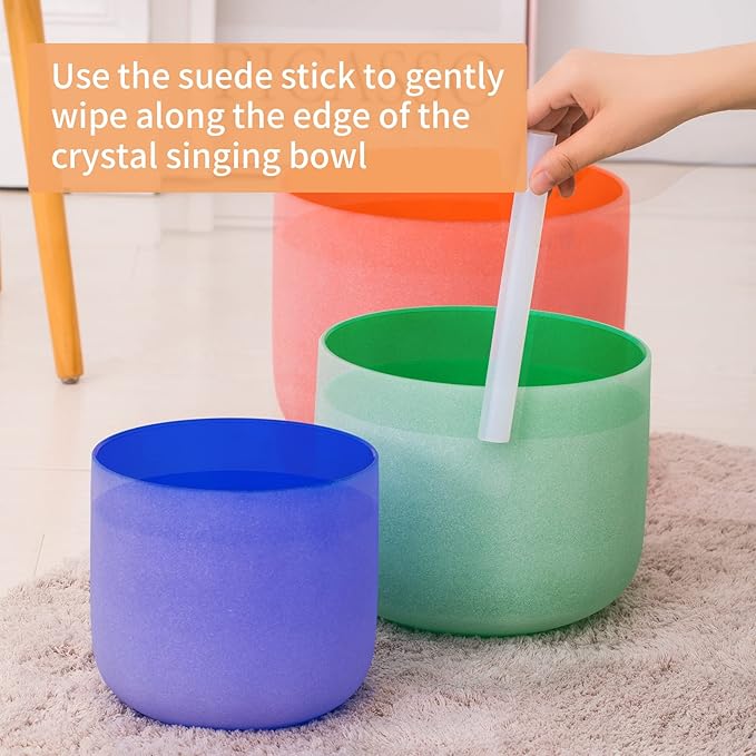 SOLSHINE Set of 7 Colored Crystal Singing Bowl 6''-12'' For Meditation Sound Healing with 2 Travel Carry Case Bag and Singing Bowl Resonance Striker - Bloomnest