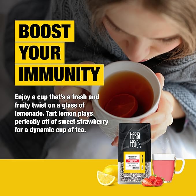 Tiesta Tea - Strawberry Lemonade, Loose Leaf, Strawberry Lemon Herbal Tea, Premium Non-Caffeinated Fruit Blend, Make Hot or Iced & Brews Up to 200 Cups, 16 Ounce Resealable Bulk Pouch - Bloomnest