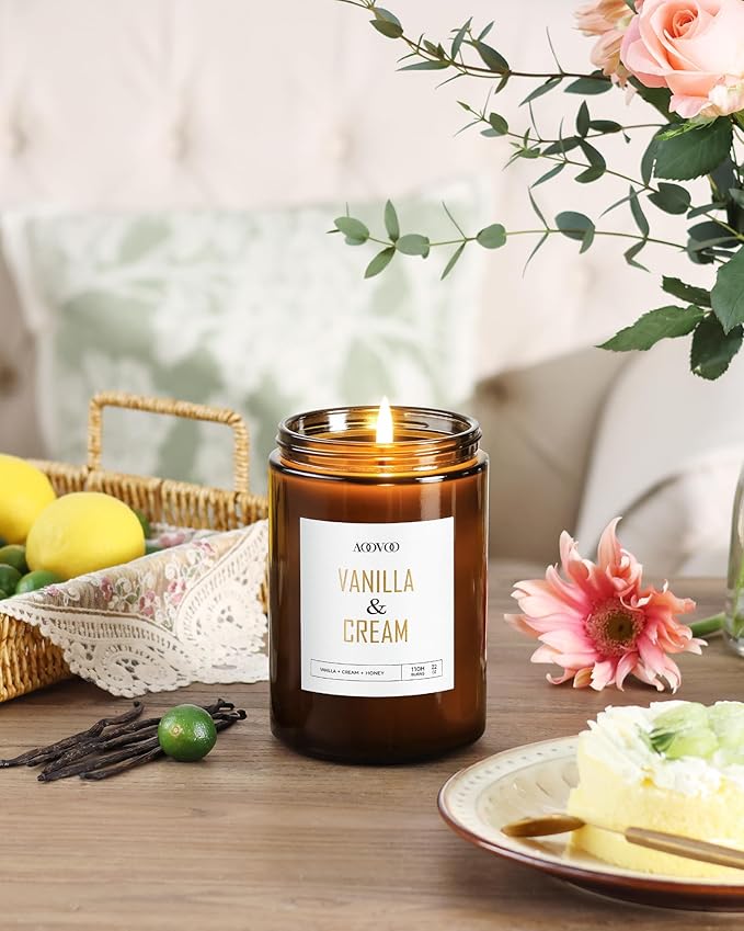 AOOVOO Vanilla Cream Candles - 22 oz Scented Candles, Aromatherapy Candle, Soy Candle for Home Scented - Bloomnest