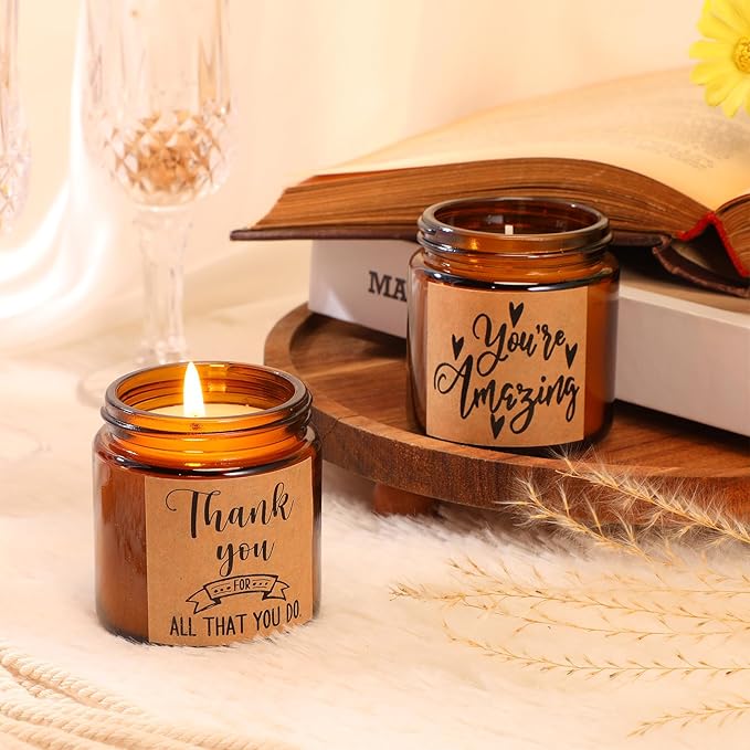 Roowest 10 Jars Thank You Gift Candles 3.5 oz Employee Appreciation Gifts Bulk Soy Wax Jar Inspirational Candle Thank You for Coworkers Employee Women Secretaries Teacher Volunteers(Classic) - Bloomnest