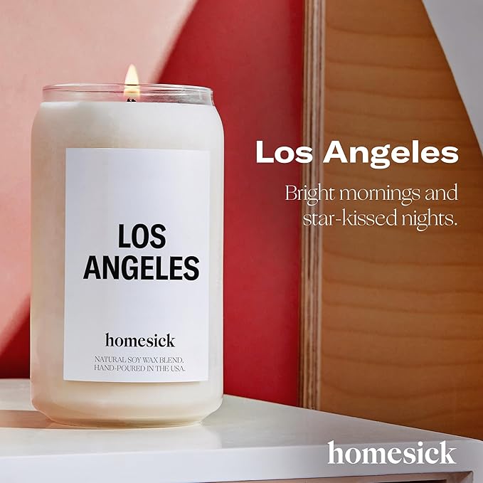 Homesick Scented Candles for Home (Los Angeles) - 13.75 oz Long-Lasting Soy Wax Jar Candle for Women & Men for All Occasions, 60-80 Hours Burn Time - Notes of Orange, Bergamot & Rose - Bloomnest