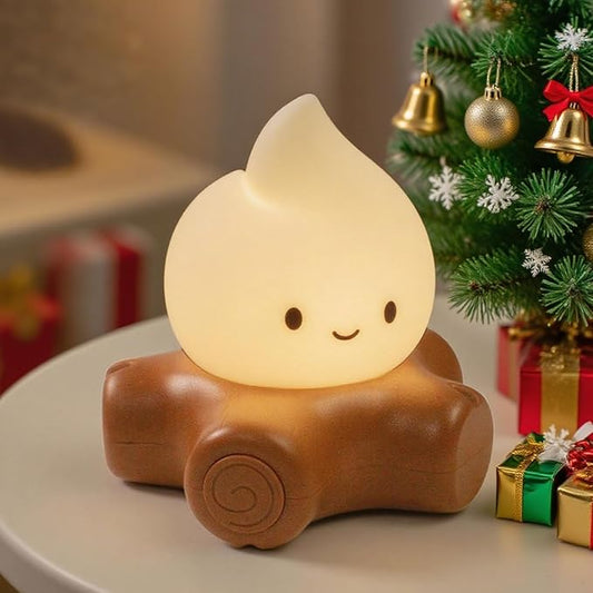 Cute Fake Campfire Lamp, Rechargeable Night Light with Flickering Candle Mode, Portable Mood Lighting for Bedroom Decor, Desk Accessories, Camping & Gifts (Basic Version) - Bloomnest