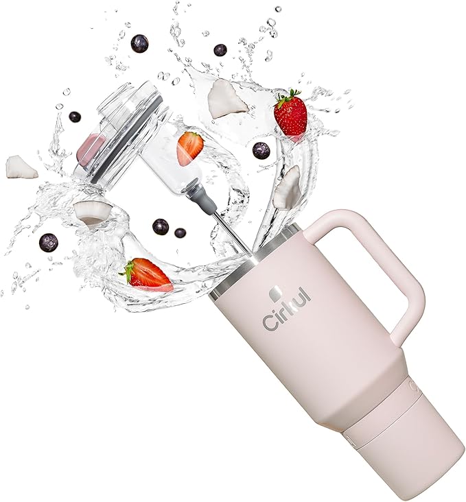 Cirkul 40oz. Cherry Blossom Stainless Steel Tumbler with Handle, All-Day StrawSip™, Double-Wall Insulated