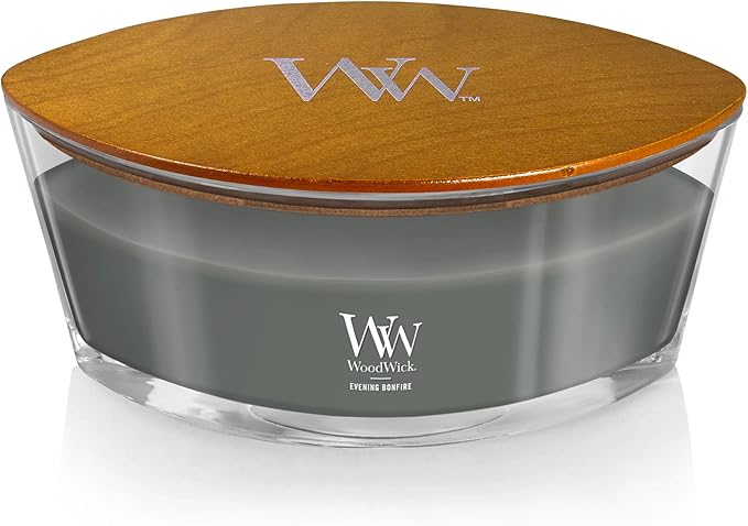 WoodWick Evening Bonfire Holiday Candle Gifts for Women and Men, 16 oz Ellipse Candle with Crackling Wick - Bloomnest