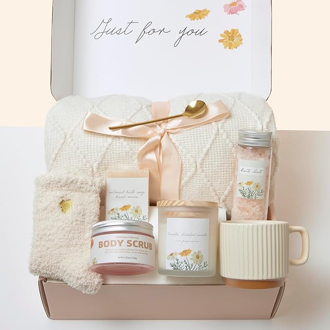 Gift Basket for Women, Valentine's Day Birthday Gifts for Women,Spa Care Package, Self Care, Sympathy Gift Baskets Thinking of You for Mom, Sister, Wife - Bloomnest