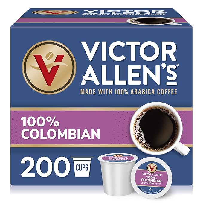 Victor Allen's Coffee 100% Colombian, Medium Roast, 200 Count, Single Serve Coffee Pods for Keurig K-Cup Brewers - Bloomnest