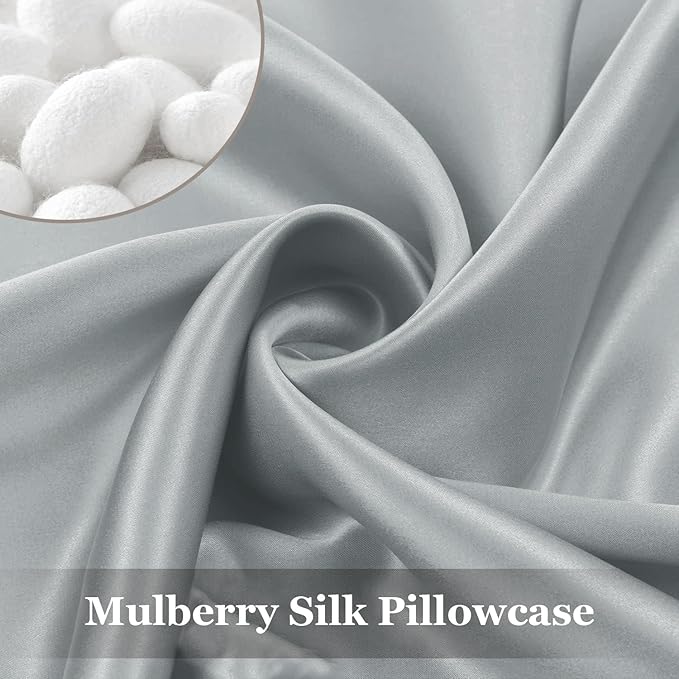 Adubor 100% Silk Pillowcase - Mulberry Silk Pillow Cases, 23 Momme 6A Grade Fibers, Silk Pillow Case for Hair and Skin Health, with Hidden Zipper (Queen 20''x30'', Dark Gray, 1PC) - Bloomnest