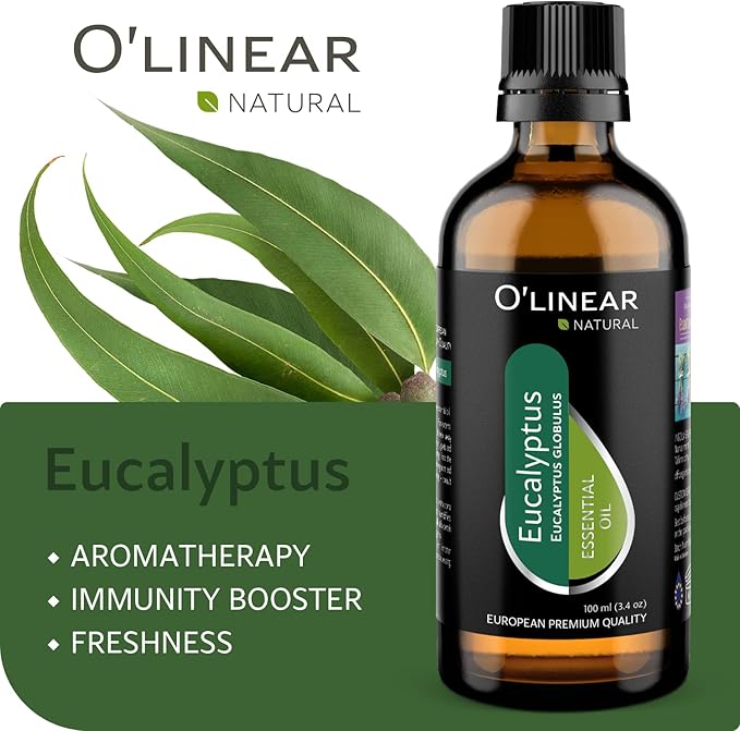 O'linear Natural Essential Oil for Diffuser for Home & Humidifier, Eucalyptus Oil for Steam Room Sauna Long-Lasting Aromatherapy, 100% Pure Eucalyptus Essential Oil Drops for Deep Breath - Bloomnest