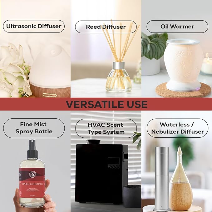 Aroma Country Apple Cinnamon Diffuser Oil - Luxury Essential Oils for Diffuser Refill & Air Freshener Room Spray - Long-Lasting & Natural Home Fragrance, Apple Cinnamon Scented Oil (8.5 Fl. oz) AromaCountry