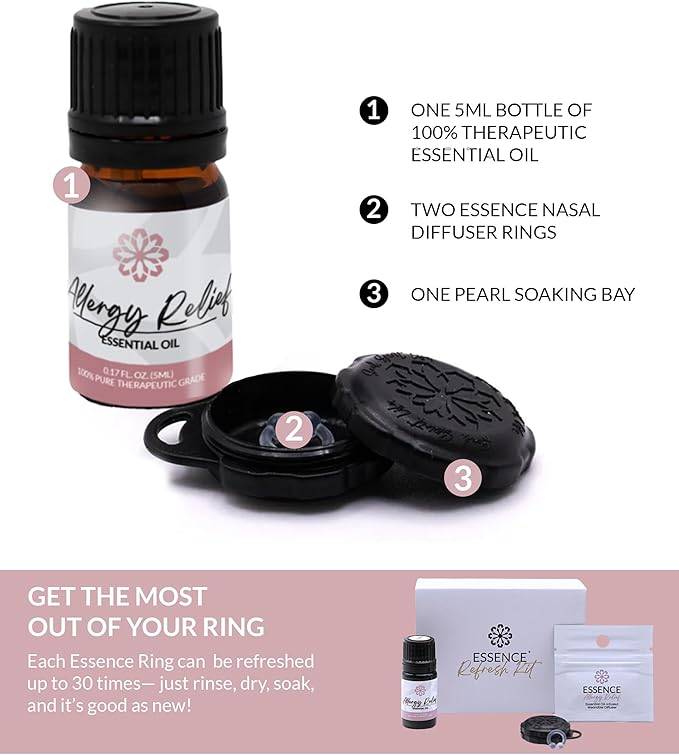 Essence Wearable Aromatherapy Nasal Diffuser – Allergy Relief Essential Oil Nose Ring Refresh Kit – Personal Scent Clip for Travel, Work & Everyday Use – Made in USA - Bloomnest