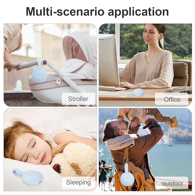 White Noise Machine for Sleeping Adults & Baby, Portable Sound Machine with 24 Soothing Sounds, Bluetooth 5.1, Battery Powered, 3 Timer Settings, Memory Function for Home, Office, Travel (Blue)