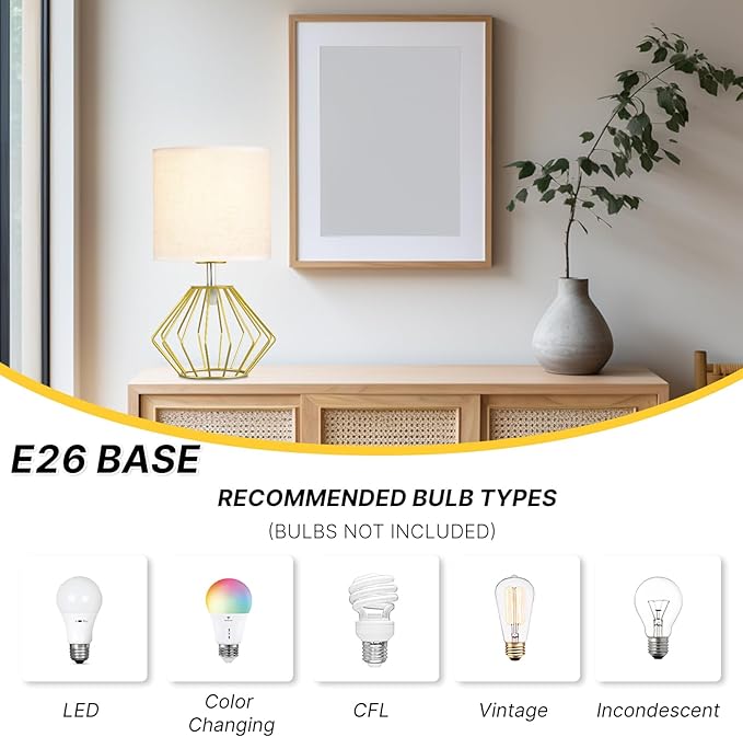 Hamilyeah Table Lamps Set of 2, Gold Bedside Lamps with On/Off Switch, Industrial Night Stand Lamps with Linen Beige Fabric Shade, Simple Modern Lamp for Bedroom, Living Room - Bloomnest