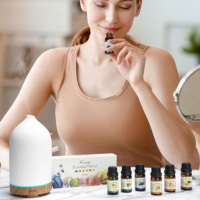 Essential Oils Set-Top 6 Organic Blends for Diffusers, Candle Making, Aromatherapy, Humidifiers, Gifts - Grape,Lemon,Mango,Bergamot,Plneapple,Peach(6X10ML) - Bloomnest