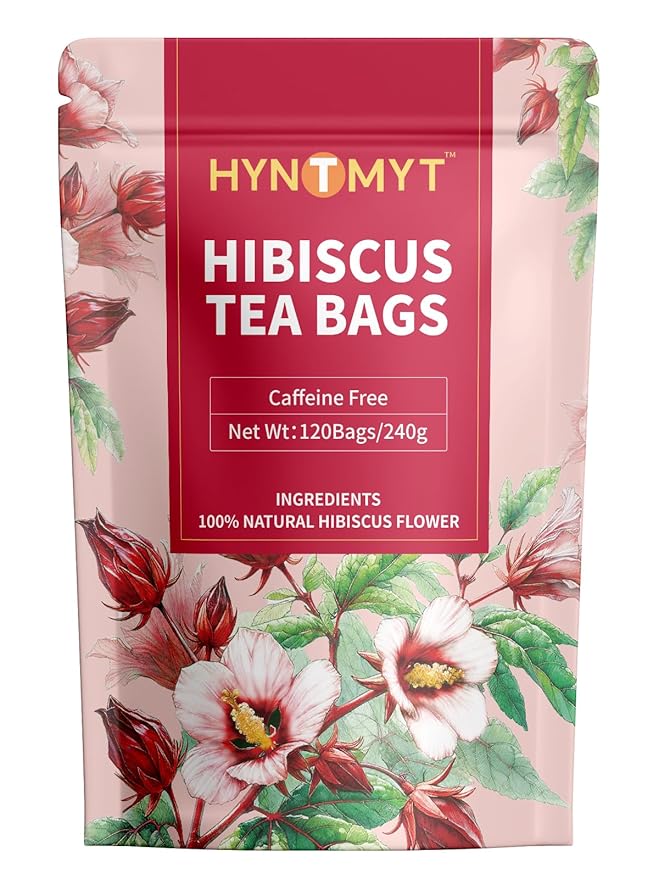 HYNTMYT Hibiscus Tea Bags, Premium Hibiscus Flowers Tea, Bright & Tart Flavor, Caffeine Free, 120 Count - Bloomnest