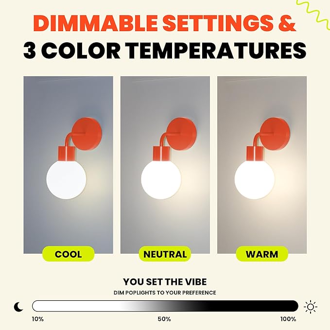 Wireless Wall Sconce (Shark Tank) Rechargeable & Dimmable LED Light w/App Control & Damage-Free Install, Moveable Modern Ambient Lighting for Elegant Home & Bedroom Decor | Vermillion Red - Bloomnest