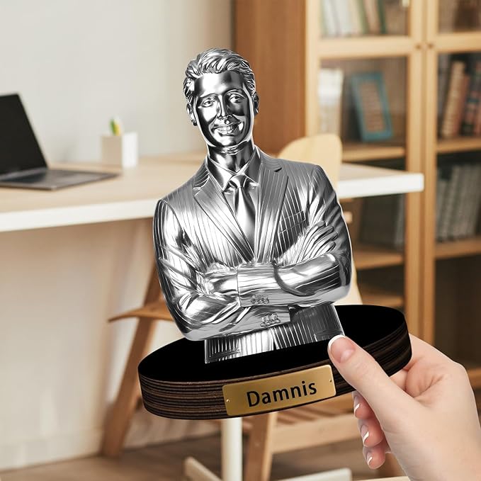 Personalized Photo Statue Plaque Sign, Custom Photo Picture Retro metal Sculpture, Acrylic Photo Cutout & Family Keepsake Statue, Portrait Gift for Weddings, Anniversaries,Family (style01) - Bloomnest
