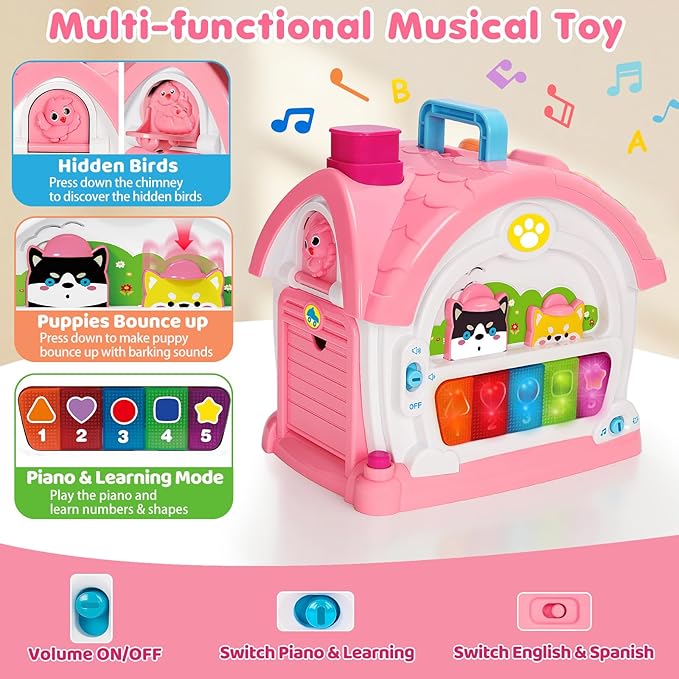 Montessori Toys for 1 Year Old Girls Gifts, Interactive Baby Musical Toy, 10-in-1 Musical Learning House 12-18 Months, First 1st Birthday Girl Gifts, for Toddler Age 1,2,3 Year Old Girl - Bloomnest