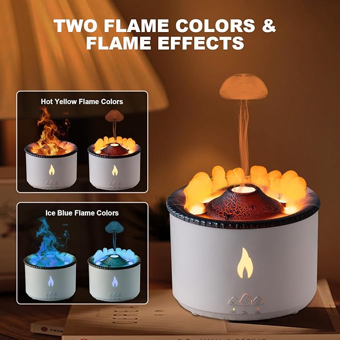 MINGPINHUIUS Volcano Humidifier Aromatherapy Essential Oil Diffuser, 2 Mist Modes: Flame and Volcano, Large Capacity with Timer Waterless Auto-Off for Home, Office, Yoga, or Gym (Red & Blue) MINGPINHUIUSFeatured
