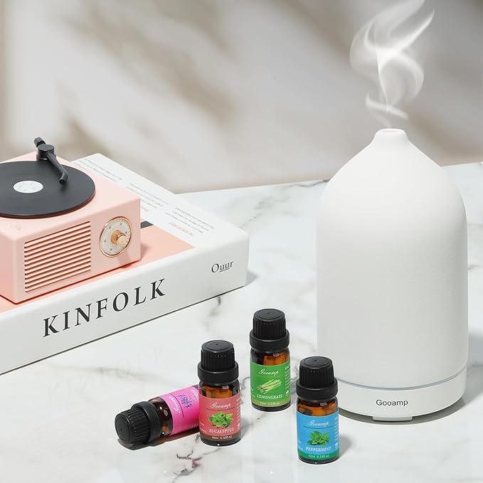 Essential Oils Set-Top 6 Organic Blends for Diffusers,Candle Making,Aromatherapy,Humidifiers,Gifts - Peppermint,TeaTree,Lavender,Eucalyptus,Lemongrass,Orange(6X0.33 fl oz) - Bloomnest