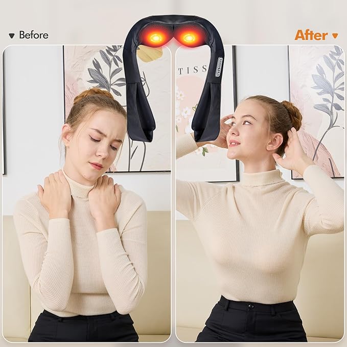 Neck and Shoulder Massager for Shoulder Massage and Neck Massage, Shiatsu Neck Massager with Heat, Shiatsu Back Massager for Office & Home Use, Birthday Gifts for Him Her (Parents/Friends) - Bloomnest