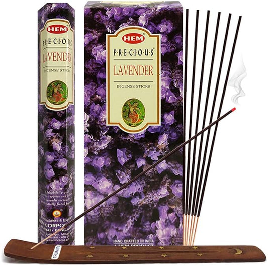 TRUMIRI Incense Stick Holder Bundle with Hem Precious Lavender 20g Incense Sticks - Pack of 6 (Approx 120 Sticks) TRUMIRI