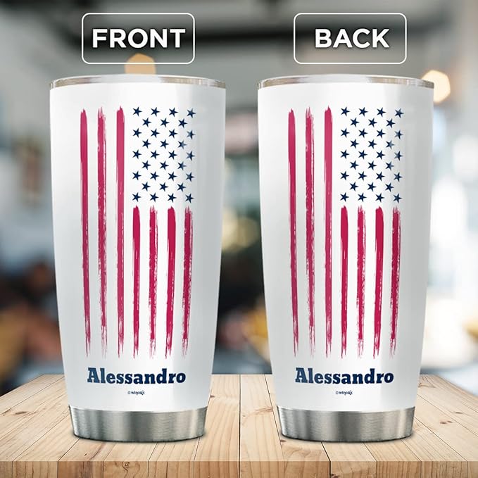 winorax American Flag Tumbler 20oz 30oz Double Wall Vacuum Stainless Steel Insulated Tumblers Coffee Travel Mug Cup With Lid USA Birthday 4th of July Cups For Men Women Custom Name - Bloomnest