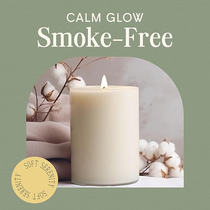 Mister Candle Dripless Vanilla Scented Ivory Pillar Candle Hand Made Vanilla Pillar Candles with Essential Oils for Home Decor, Premium Wax, 100 Hr Burn Time (4x6 inch) - Bloomnest