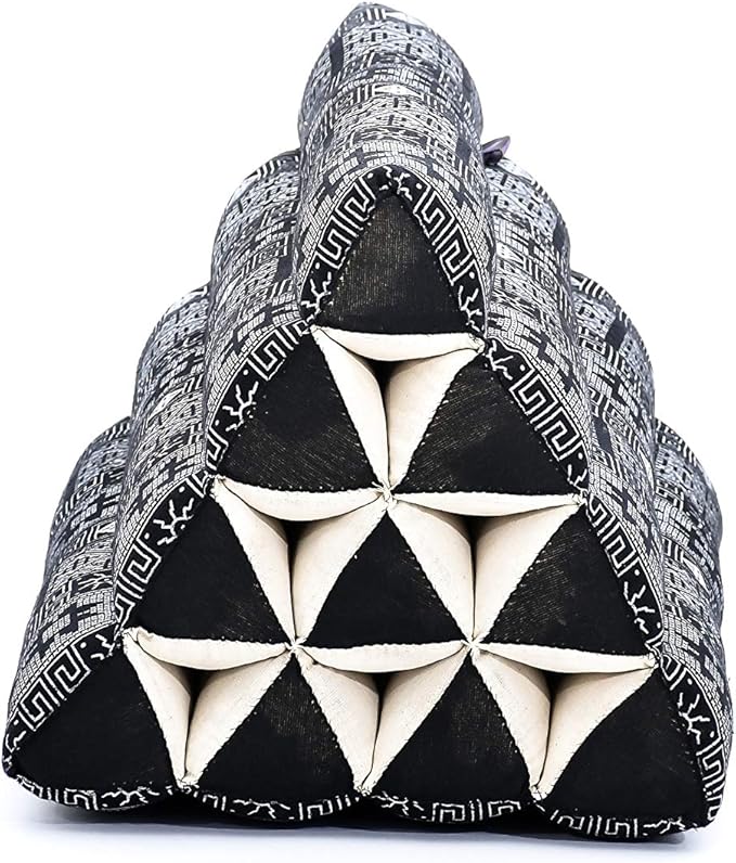 Leewadee Triangle Cushion – Comfortable Backrest for TV or Reading, Incline Pillow for Relaxing Made of Eco-Friendly Kapok, 20 x 13 inches, Black - Bloomnest