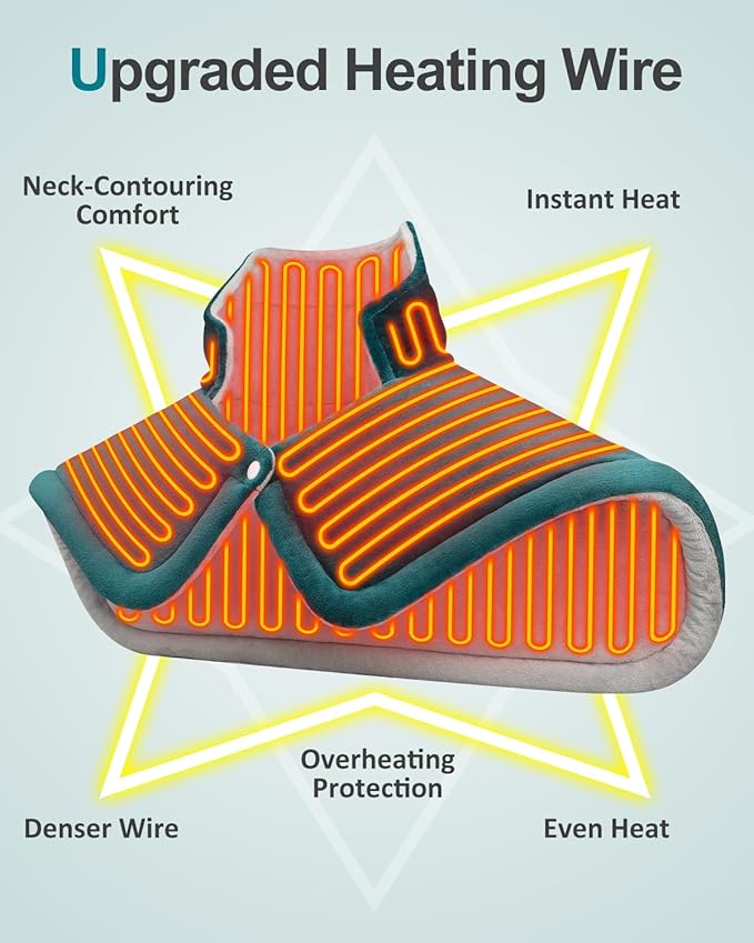 Heating Pad for Neck Shoulders Back, Valentines Day Gifts for Her Him, Weighted Heated Pad Neck Wrap Warmer for Mom Dad, Anniversary | Birthday Gifts for Women Men Wife Husband Girlfriend Boyfriend - Bloomnest