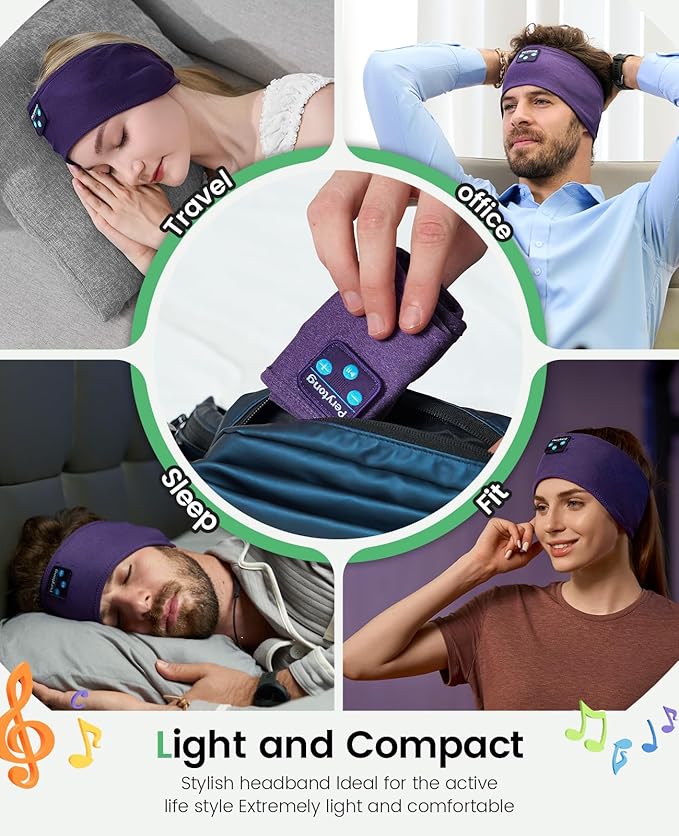 Perytong Sleep Headphones Sleeping Bluetooth Headband, Soft Headphone Band with Ultra-Thin Speakers Perfect for Side Sleepers, Running, Workout, Jogging, Yoga, Insomnia Cool Gadgets - Bloomnest