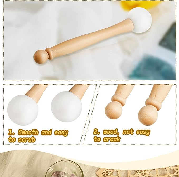 Nuanchu 4 Pcs Crystal Singing Bowl Mallet Bowl Striker and O Ring Set, Include 2 Rubber Head Wood Handle Mallet with 2 Rubber O Rings for Playing Crystal Singing Tool Buddhist Meditation Yoga - Bloomnest