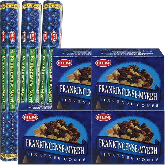 Frankincense & Myrrh Incense Sticks and Cone Incense Holder Bundle insence insense inscents insienso TRUMIRI