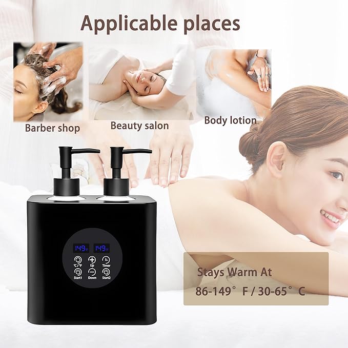 Massage Oil Warmer, Professional Lotion Warmer, Cream Warmer, Oil Bottle Warmer, Automatic Thermostat, For Salon, Barber Shop, Home, With Four Oil Bottle Dispensers, 002-Black - Bloomnest